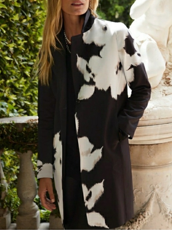 Chico's Jackets & Blazers - Chico’s Black & White Abstract Print Long Coat